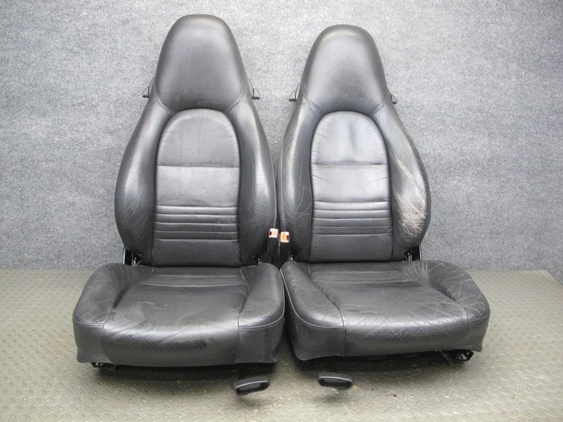 2001-2004 PORSCHE BOXSTER 986 FRONT LEFT & RIGHT SIDE LEATHER SEAT BLACK SET