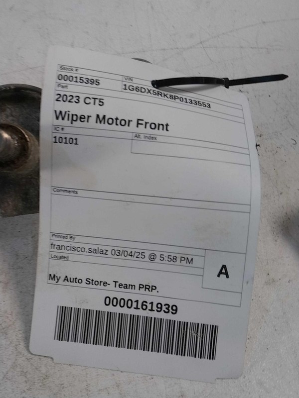 2023 Cadillac CT5 Wiper Motor OEM Black 84697725 Used 10K Miles