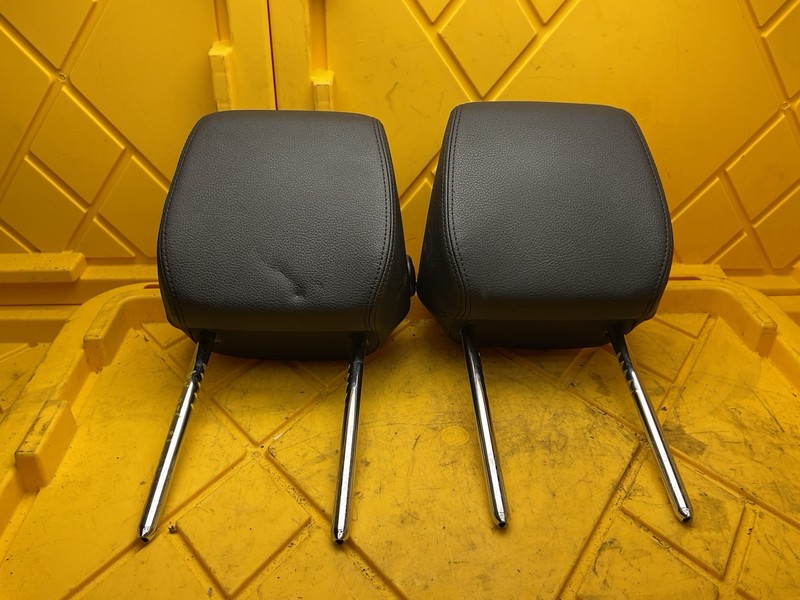 2012-2016 BMW 328i Front Black Leather Right Left Headrest Pair Set Assembly OEM