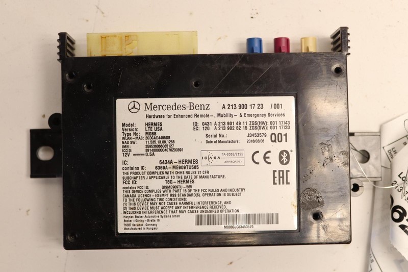 2017-2018 MERCEDES E-CLASS E300 W213 INTERFACE COMMUNICATION CONTROL MODULE OEM