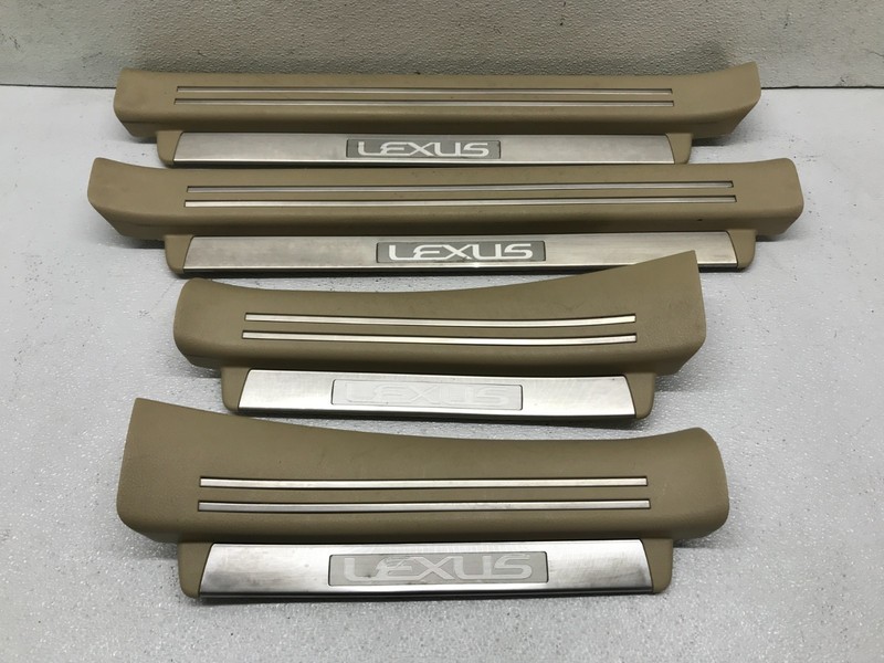 07-12 LEXUS LS460 FRONT & REAR LEFT & RIGHT SIDE DOOR SILL SCUFF PLATE OEM BEIGE