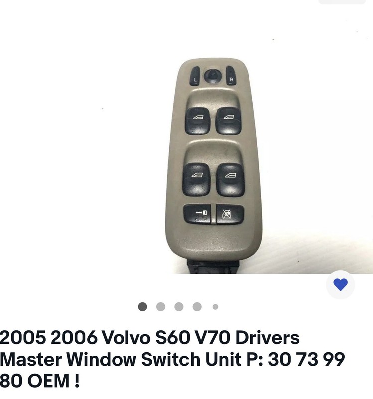 2005 2006 Volvo S60 V70 Drivers Master Window Switch Unit P: 30 73 99 80 OEM OE