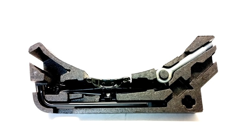 17-20 JAGUAR X760 XE REAR TRUNK SPARE TIRE FOAM COVER JACK WRENCH TOOL OEM 09032