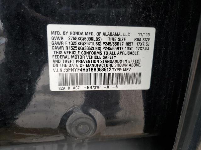 2011 Honda Pilot OEM Used Black Seat Belt - 99000 Miles, Tan Interior