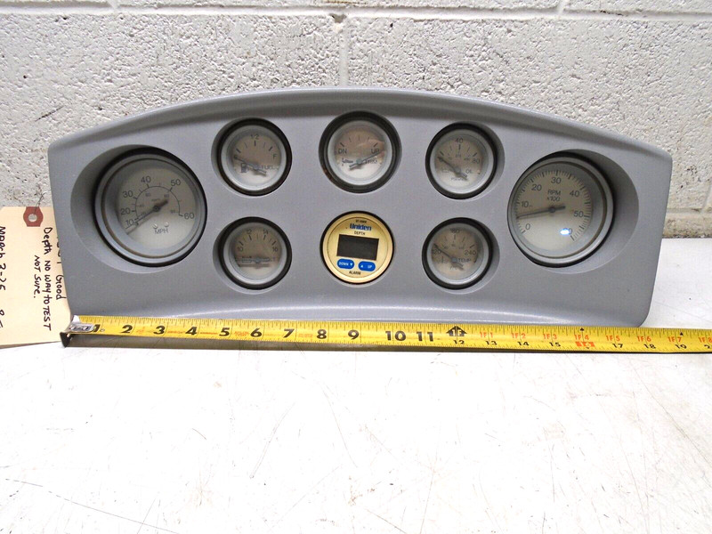 O1 Marine Gauge Cluster Dash Panel Fuel Volt MPH RPM Temp Oil Trim Uniden Depth