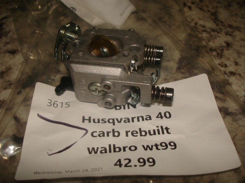 Walbro wt99 Husqvarna 40 carburetor carb Rebuilt chainsawpart bin 706