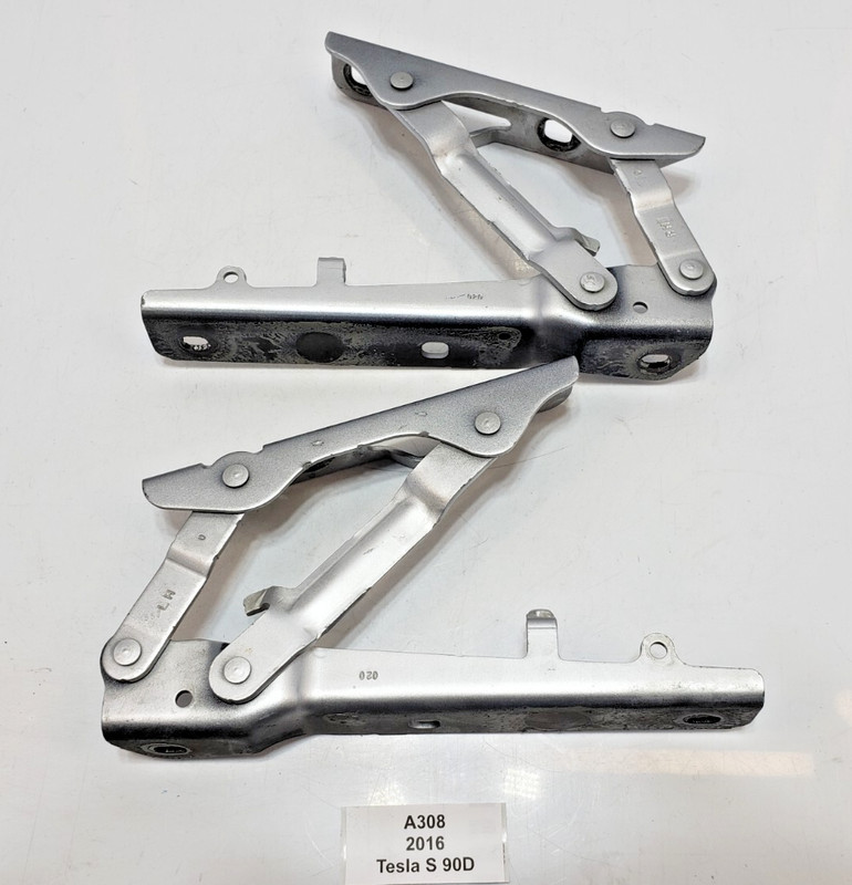 ✅ 12-20 OEM Tesla Model S Front Left Right Active Hood Hinge Bracket Silver SET