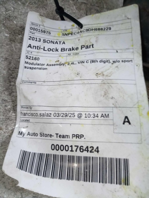 2013 Hyundai Sonata ABS Modulator OEM Blue 119K Miles NJ25-15975-412306