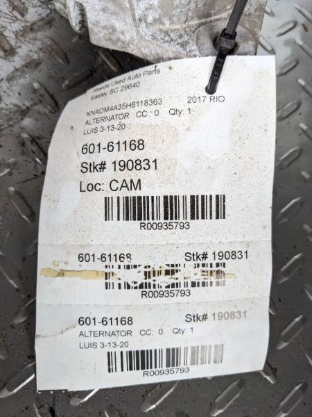 Alternator Without Automatic Engine Stop And Start Fits 16-17 RIO 935793