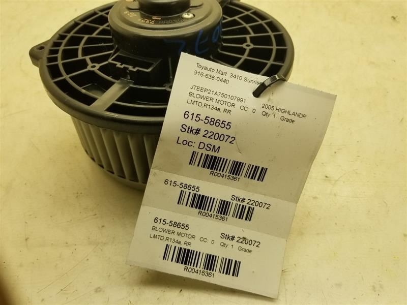 04-07 TOYOTA HIGHLANDER LIMITED 3.3L AT 4WD AC BLOWER MOTOR