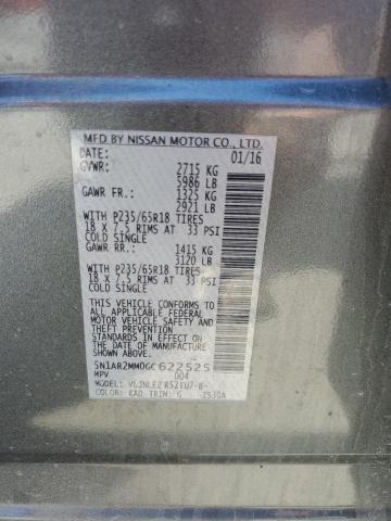 2016 Nissan Pathfinder Left Tail Light Assembly Grey 265867 Used 196k Miles