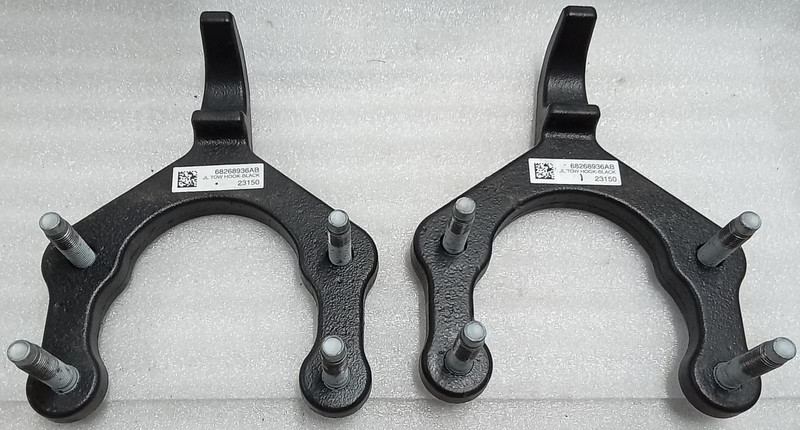 2018-2024 Jeep Wrangler JL Gladiator Front Tow Hooks Pair Black 68268936AB