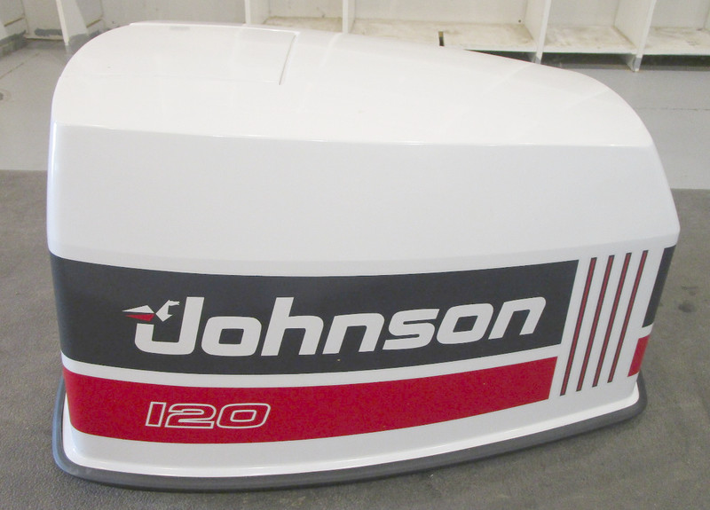 433999 Johnson Outboard 120 HP V4 White Motor Engine Cover Top Cowling Hood 1991