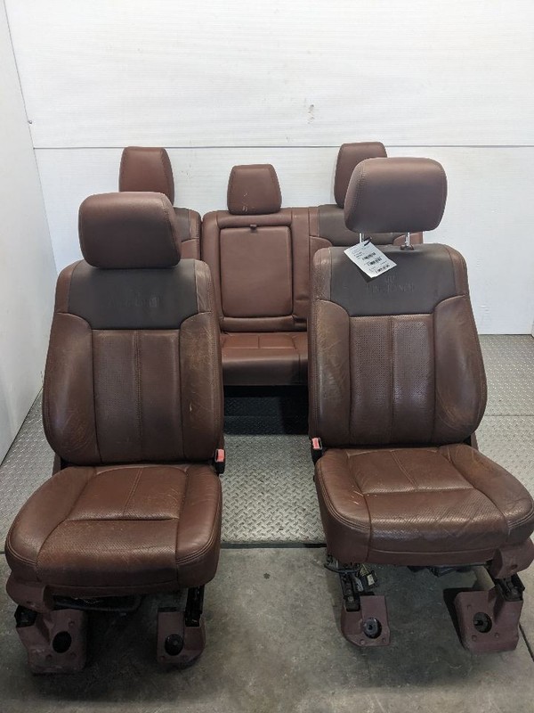 11-16 FORD F250SD King Ranch Front & Rear Seat Set Brown Leather 1181388