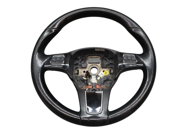 11-17 Volkswagen VW Touareg 3 Spoke Steering Wheel W/ Controls Leather Black Oem
