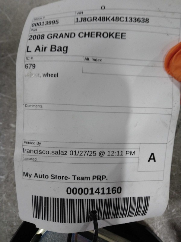 2008 Jeep Grand Cherokee Steering Wheel Air Bag OEM Silver 132K Miles