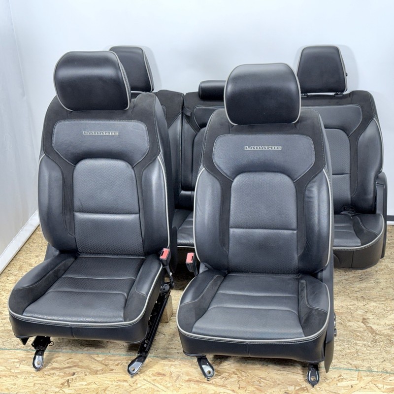 ✅ 19-26 RAM 1500 Laramie Crew Cab OEM 4 LEATHER SEAT SET Black HEATED VENTILATED