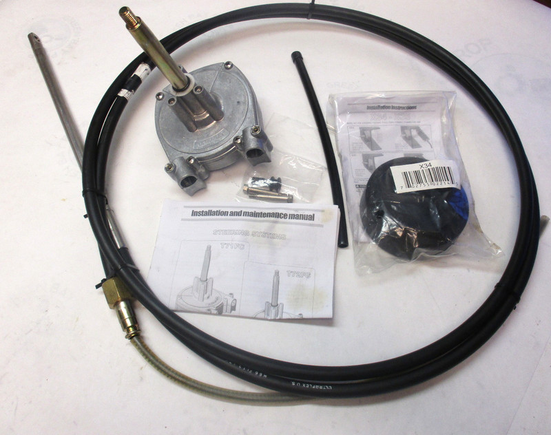 3717610 UFlex M66 10' Rotech 10FC Universal Rotary Marine Boat Steering Kit & He