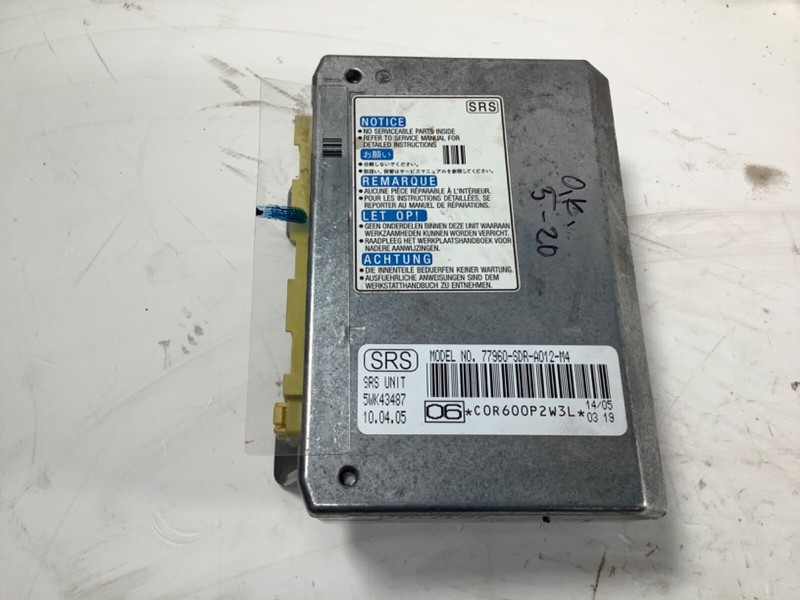 05-06 HONDA ACCORD HYBRID 3.0L SRS CONTROL MODULE 77960-SDR-A012-M4 OEM