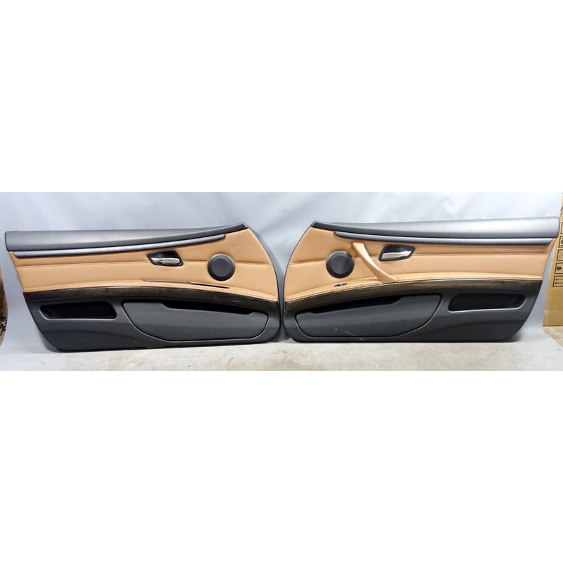 07-13 BMW E92 E93 3-Series Front Int Door Panel Pair Saddle Brown Leather OEM