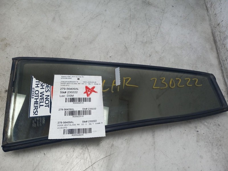 93-98 TOYOTA LAND CRUISER REAR DRIVER LEFT DOOR VENT GLASS