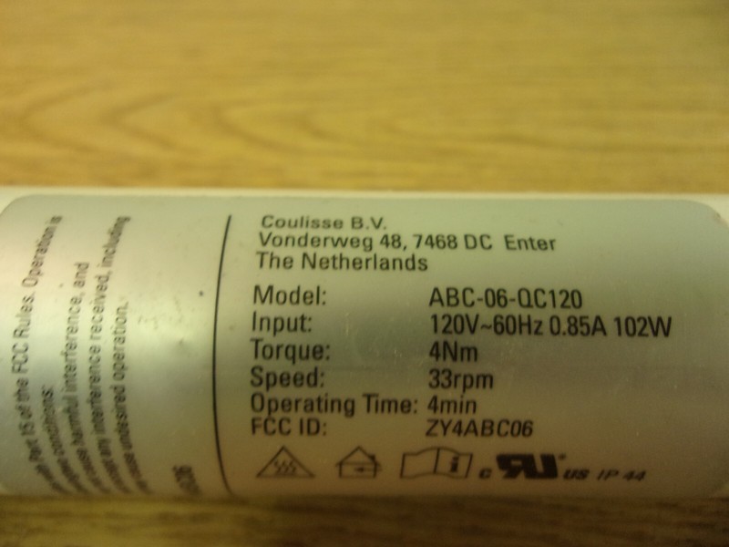 Coulisse Tubular Motor Model # ABC-06-QC120 120v-60hz 0.85A 102W Lot Of 5