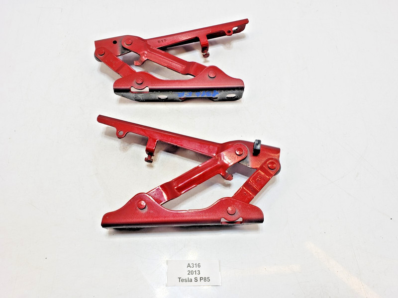 ✅ 12-20 OEM Tesla Model S Front Left Right Bonnet Hood Hinge Bracket Red SET