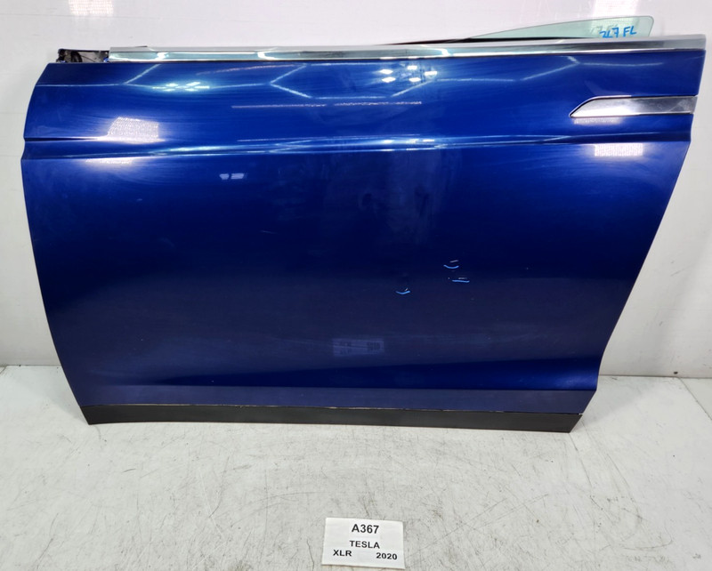 ✅ 16-20 OEM Tesla Model X Front Left Driver Side Door Shell Panel Blue W/ Glass*