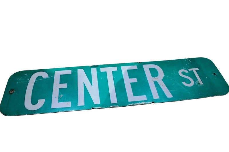 Authentic Road Sign CENTER ST Real Street Vintage Retired Sign Antique