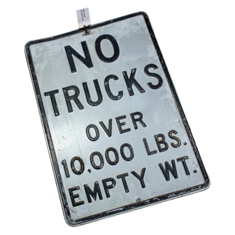Authentic Road Sign NO TRUCKS OVER 10000 LBS Real Street Vintage