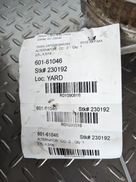 Alternator 4 Cylinder Fits 13-17 ALTIMA 1090816