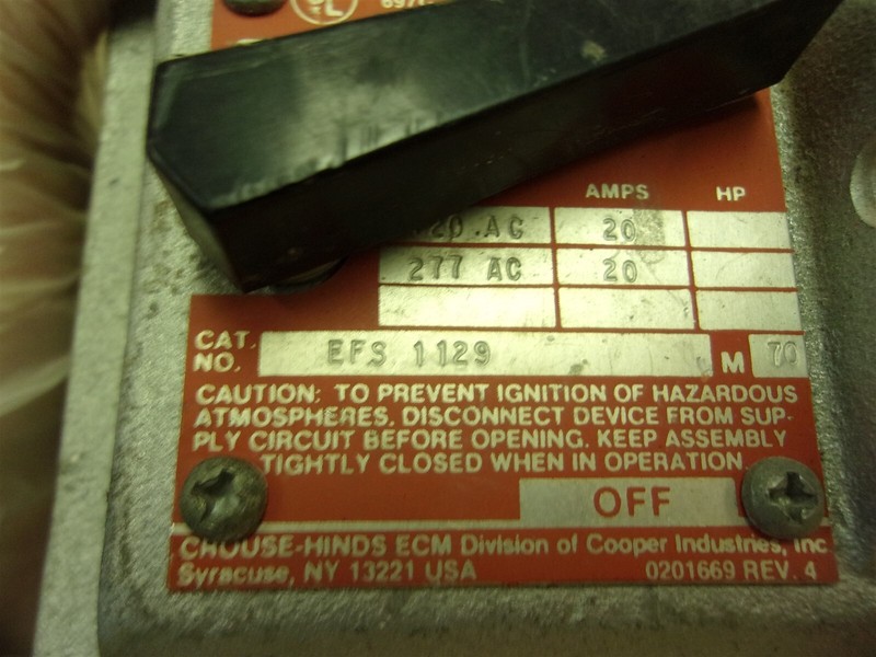 Crouse Hinds EFS 1129 Snap Switch*FREE SHIPPING*