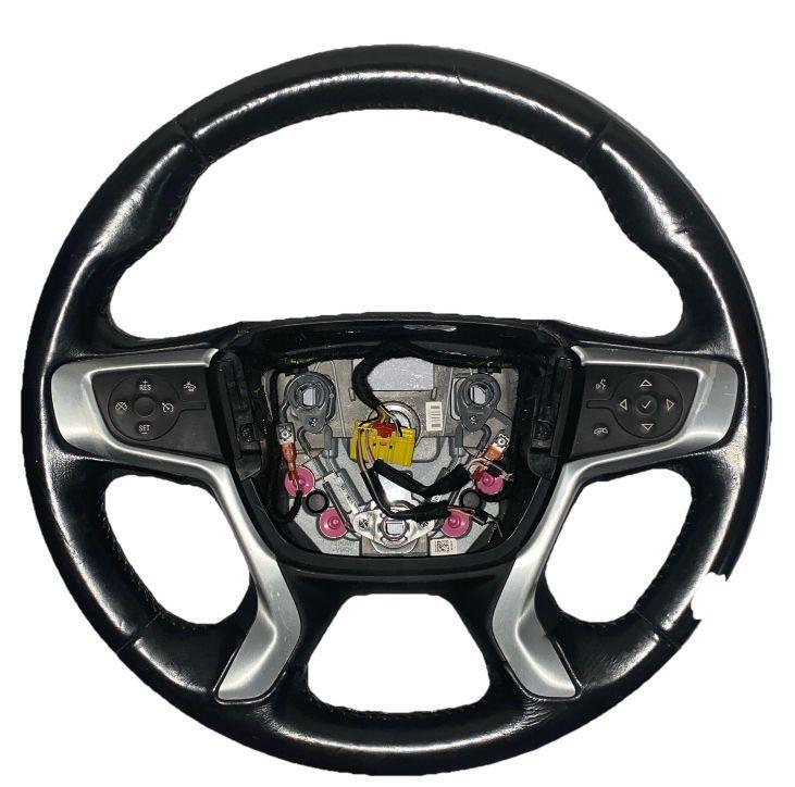 GMC Acadia steering wheel 2018 to 2022 black leather pre-crash assy OEM 84827229
