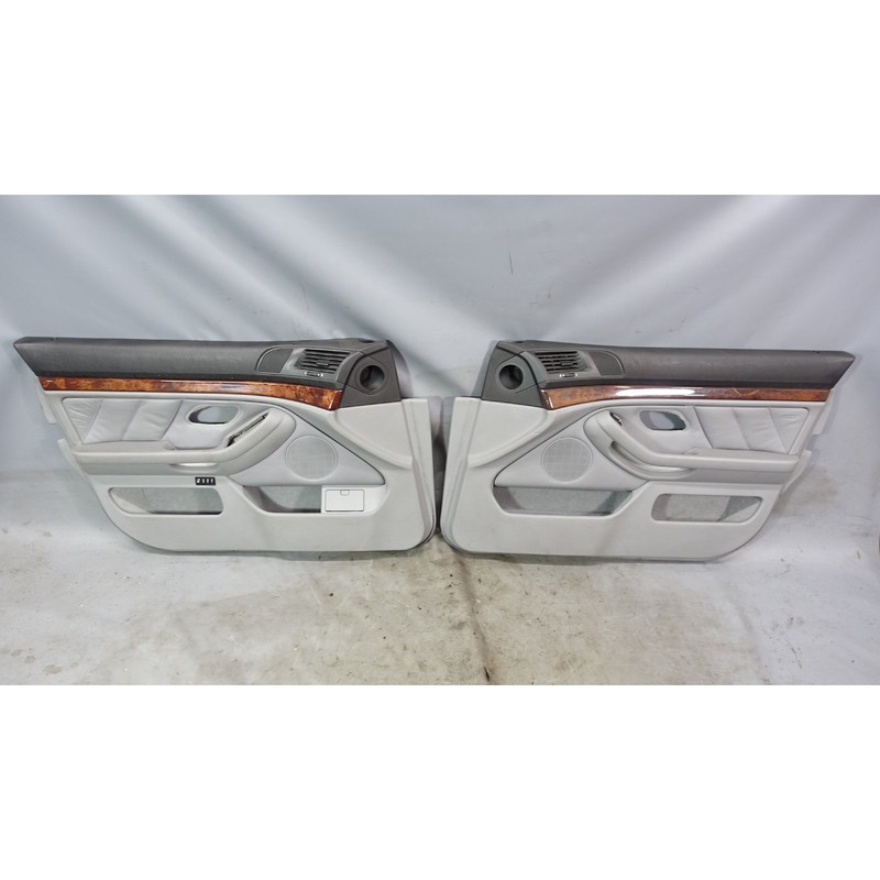 1997-2003 BMW E39 5-Series Factory Front Interior Door Panel Trim Skins Grey OEM