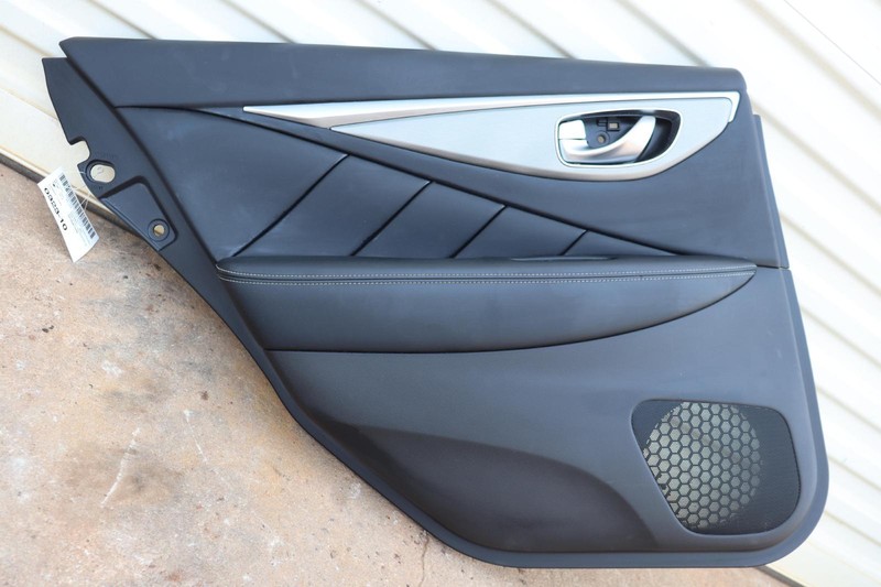 2014-2021 INFINITI Q50 REAR LEFT DRIVER DOOR PANEL TRIM COVER LEATHER BLACK OEM