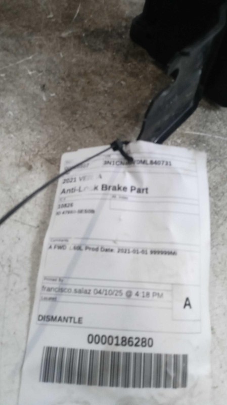 2021 Nissan Versa ABS Hydraulic Assembly OEM Black 75K Mi Warranty 6 Mo