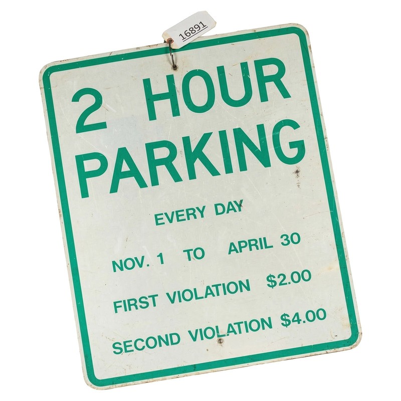 Authentic Road Sign 2 HOUR PARKING Real Street Vintage Retired