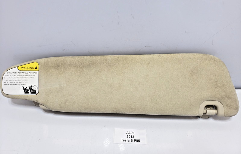 ✅ 12-20 OEM Tesla Model S Front Left Driver Sunvisor Beige Alcantara NOTE*