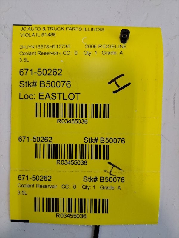 Coolant Reservoir Fits 06-14 RIDGELINE 3455036