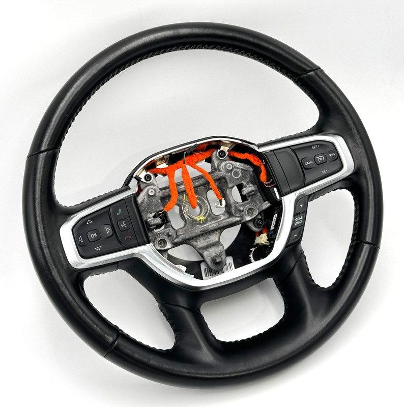 ✅ 2019-2026 RAM 1500 5th Gen LARAMIE OEM BLACK LEATHER HEATED STEERING WHEEL