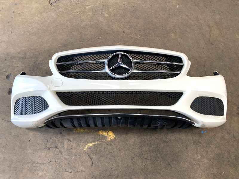 15-18 MERCEDES C300 W205 BASE FRONT BUMPER COMPLETE WITH GRILLE WHITE OEM #A0.67