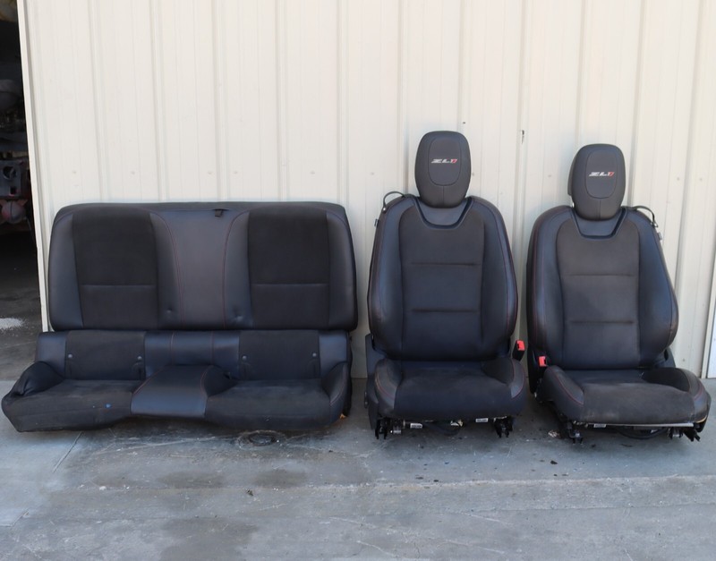 2012-2015 Chevrolet Camaro ZL1 Front & Rear Black Leather Suede Seats USED OEM