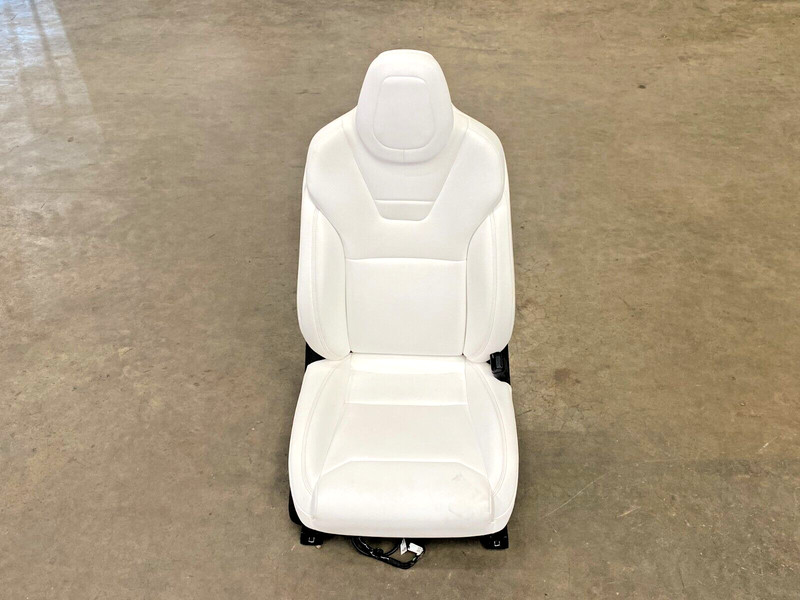 ⭐2016-2021 TESLA MODEL S COMPLETE RIGHT SEAT WHITE ELECTRIC HEADREST OEM LOT2387