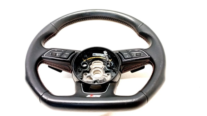 17-20 AUDI B9 S4 S3 S5 FLAT BOTTOM STEERING WHEEL 3 THREE SPOKE LEATHER OEM 0815
