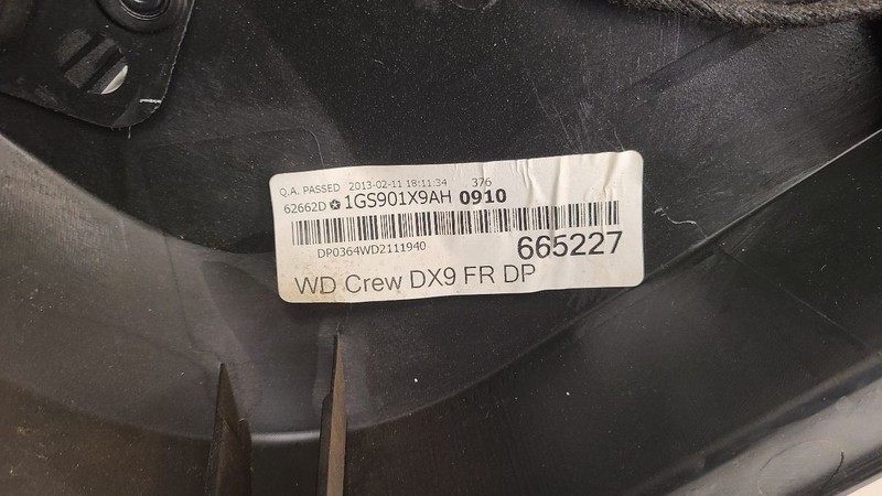 11-13 Dodge Durango Front Right Passenger Door Trim Panel Black OEM 1GS901X9AH