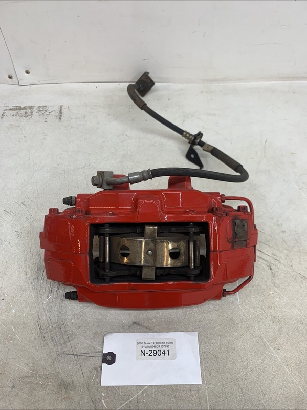 12-20 Tesla Model S FR Passenger Side Caliper Red+Brake Hose Line LH 29041 S13
