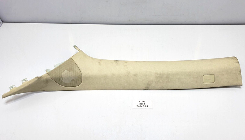 ✅ 12-20 OEM Tesla Model S Front Left Driver Side A Pillar Trim Beige Alcantara*