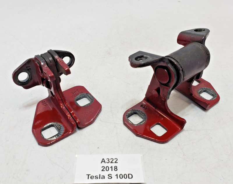 ✅ 12-20 OEM Tesla Model S Rear Right Passenger Door Hinge Upper Lower Red SET