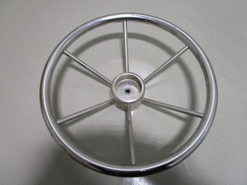 Mercury Ride Guide Marine Stainless 14.75" Steering Wheel 6 Spoke Square Shaft