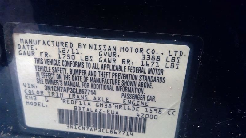 AC Compressor Sedan Thru 03/31/14 Fits 12-15 VERSA 1433919